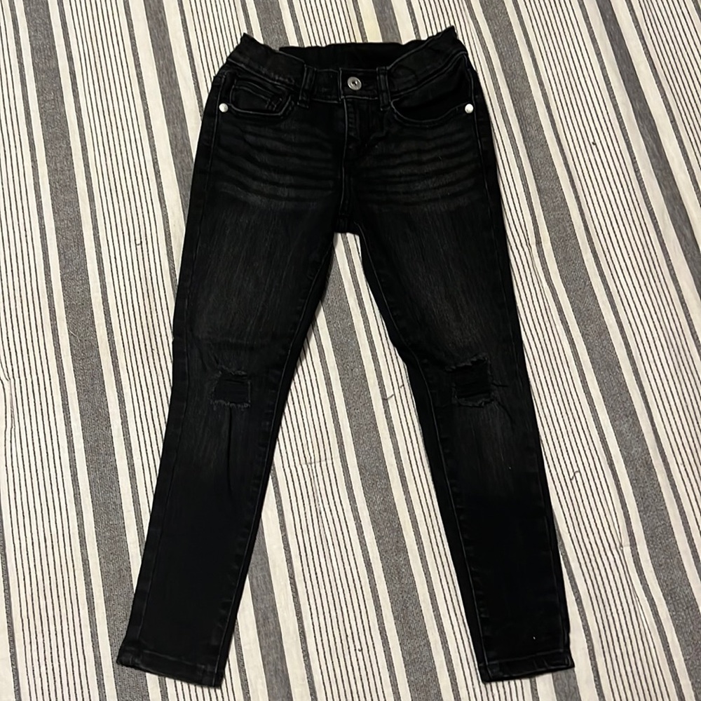 Girls Art Class black skinny jegging with holes size 7